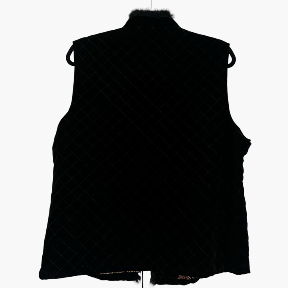 Chico's Black Quilted Vest with Rabbit Fur Trim - Picture 8 of 8